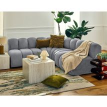Lisa Design - Debbie - canapé modulable d'angle réversible 4 places sans accoudoirs en tissu texturé - gris