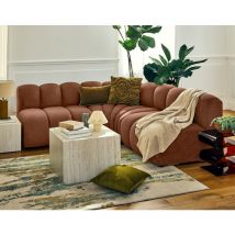 Lisa Design - Debbie - canapé modulable d'angle réversible 4 places sans accoudoirs en tissu texturé - terracotta