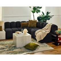 Lisa Design - Debbie - canapé modulable d'angle réversible 4 places sans accoudoirs en tissu texturé - noir