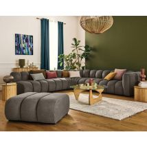 Lisa Design - Debbie - modulares ecksofa links 5-sitzer aus strukturiertem stoff - taupe