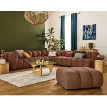 Debbie - modulares ecksofa rechts 5-sitzer aus strukturiertem stoff - terrakotta