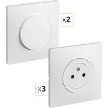Debflex - casual evo lot complet 3 prise 2P+T affleurant + 2 va et vient blanc