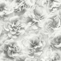 Debona - Bloom Silver Wallpaper Floral Rose Glamorous Stylish Feature Wall