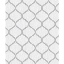 Debona - Glitter Trellis Wallpaper White Silver Metallic Sparkle Geometric Crystal