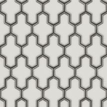 Debona - Fabric Touch White Black Trellis Wallpaper Modern Luxury Textured Vinyl