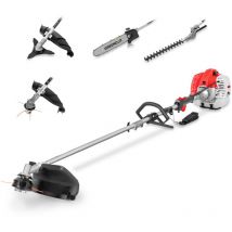 Green Cut - Outil multifonction moteur à essence 2 temps 65cc 4,9cv, 5 accessoires différents pour la coupe, guidon à double poignée, harnais de
