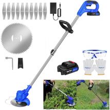 Débroussailleuse à Batterie Débroussailleuse de Jardin Électrique Sans Fil, Taille-Haie Léger pour Machine à Couper l'Herbe avec 10 Lames en Métal, 2