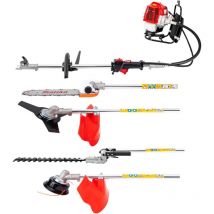 Gojoy - Débroussailleuse à essence 4 en 1, 52 cc, 2 temps, sac à dos, coupe-gazon, avec sangle de transport professionnelle, taille-haie,