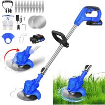 Debroussailleuse Electrique sans Fil, Coupe Bordure avec Batterie et Chargeur, Coupe-Herbe de Jardin Coupe Bordure sans Fil avec 2 Types de Lames