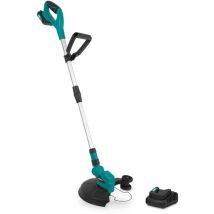 Vonroc - Débroussailleuse sans fil 20V -1 batterie 2.0Ah et chargeur - 25cm diamètre de coupe - Tête et lance télescopique inclinables - Double tête