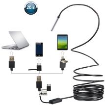 Decdeal - 3-in-1 USB2.0 Micro usb Typ-C Endoskopinspektion BoresCope Camera 5,5 mm eingebaute 6 einstellbare LED-Leuchten mit 20 m Kabel IP67