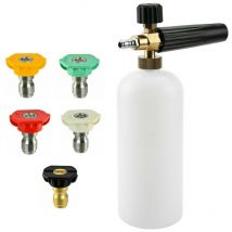 Decdeal Snow Foam Lance Auto Druck Waschmaschine Strahl Schnellfreisetzung Sprühgerät mit 1/4 '' Zoll -Stecker und 5 Düsenspitzen
