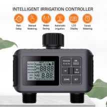 Decdeal Sprinkler-Timer 2 Auslässe Automatische Bewässerungssystem Bewässerung mit großem LCD-Bildschirm/Regen