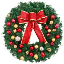 Weihnachtskranz mit Schleifenknoten-Kugeln, 30,5 cm, fröhliche Hängegirlande, künstlich, für Haustür, Wand, Party-Dekoration - Decdeal