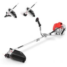 Decespugliatore a benzina 65cc 4.9hp, motore a 2 tempi, 1 testina, 1 disco da taglio, manubrio a doppia impugnatura e imbracatura di sicurezza