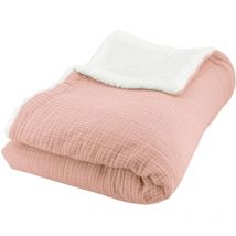 Decke Sherpa und Baumwoll-Gaze 130 x 170 cm - Sweeek