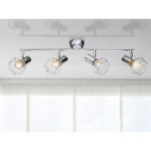 Deckenstrahler xara 4-flammig, Gitter Silber Chrom Industrial, Breite 60cm