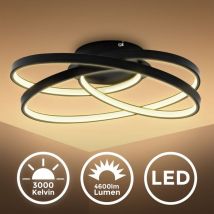 B.k.licht - Deckenlampe 39x39,5 cm - 35W, 4600lm, led, warmweiß, schwarz