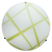 Energy - Deckenleuchte in grün-weißer Glasplatte Durchm. 40xh.11 cm