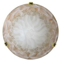 Deckenlampe aus weißem gebrochenem Glas, bernsteinfarben - gold mit goldenen Haken ø 40 cm
