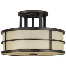 Licht-erlebnisse - Deckenlampe Creme Bronze Glas Metall ø 34,3 cm dekorativ blendarm E27 Deckenleuchte Wohnzimmer