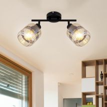Globo - Deckenlampe Deckenstrahler Wohnzimmerleuchte 2 flammig modern Spotleiste verstellbar, Metall Glas, 2x E27 Fassungen, LxBxH 29,5x11x25 cm