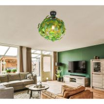 RL - Deckenlampe Esszimme euchte Deckenleuchte Wohnzimme ampe Schlafzimme euchte Flu ampe, Metall Kunststoff schwarz grün Blätter-Design, 1x E27, h