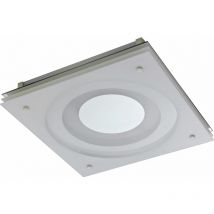 Eglo - Deckenlampe weiß Wohnzimmerlampe modern Deckenleuchte quadratisch, Deckenspot Glas Metall silber, 1x 2GX13 Fassung, LxBxH 38x38x8,5 cm