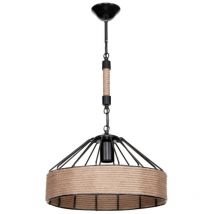 Iperbriko - Deckenlampe Malina ASZ1180, Struktur aus schwarzem Metall mit Jutematerialien, H61xB34.