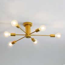 Goeco - Deckenleuchte Vintage E27 Basis 6 Lichtern Deckenlampe Für Wohnzimmer Schlafzimmer Esszimmer Büro Gold