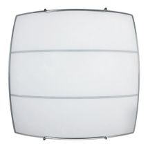 Energy - Deckenleuchte 1xE27 Haken Chrom Glasplatte Siebdruck Bi 2 Linien e Licht