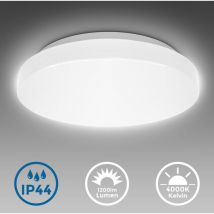 Deckenleuchte Ø28,8 Cm - 12w, 1200lm, Led, Ip44, Neutralweiß, Weiß