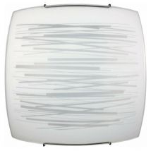 E-energy - Deckenleuchte 2xE27 mit Haken aus Chrom und Glas, verzierte weiße Platte.