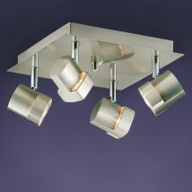 Deckenleuchte 4 Scheinwerfer moka nickel satin crystal record 001-2150-4-053