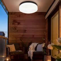 Globo Lighting - Deckenleuchte Badezimmerlampe Terrassenleuchte Außenleuchte Balkonlampe Wetterfest Ip44, Aluminium Glas Schwarz, 3x E27 Fassung, Dxh 