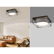 Deckenleuchte carre eckig groß mit Leinen Stoffschirm Grau, Quadrat 60cm
