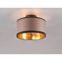Deckenleuchte davos mit Stoffschirm in Taupe/Gold, Ø30cm