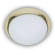 Deckenleuchte / Deckenschale, Opalglas matt, Dekorring Messing poliert, ø 45cm