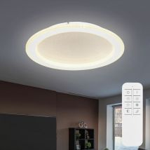 Globo Lighting - Deckenleuchte dimmbar mit Fernbedienung Tageslicht led Deckenlampe weiß, Kristallleuchte, 24W 1500lm warmweiß-kaltweiß, DxH 40 x 5 cm