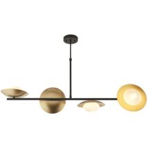 Deckenleuchte Glas Metall G9 in Bronze dunkel Weiß Gold 4-flammig länglich Modern Deckenlampe