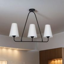 Licht-erlebnisse - Deckenleuchte Grau Schwarz 90 cm breit Stoff Metall 3-flammig E27 Deckenlampe Esstisch