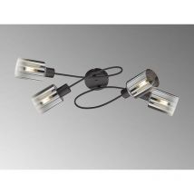 Deckenleuchte ISKA 4-flammig Schwarz mit Rauchglas, Breite 79cm
