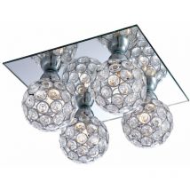 Deckenleuchte Metall Spiegel Kugel Metallgeflecht-kugel Deckenlampe Acrylkristalle
