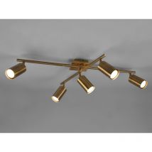 Trio - Deckenstrahler marley Altmessing 5-flammig, Arme verstellbar, Breite 77,4cm