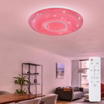 Etc-shop - Deckenleuchte mit Sterneneffekt dimmbare Deckenlampe weiß dimmbare Lampe mit Fernbedienung, Tageslichtfunktion Farbwechsel, 1x rgb led 40W