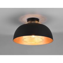 Lúzete - Deckenleuchte punch Metall Schwarz Gold mit Drahtgeflecht, ø 35cm