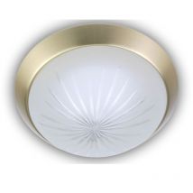 Niermann - Deckenleuchte rund, Schliffglas satiniert, Dekorring Messing matt, ø 35cm