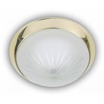 Niermann - Deckenleuchte rund, Schliffglas satiniert, Dekorring Messing poliert, ø 25cm