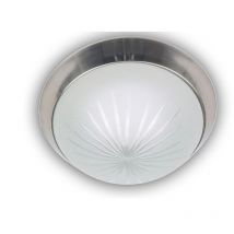 Niermann - Deckenleuchte rund, Schliffglas satiniert, Dekorring Silber matt, ø 35cm