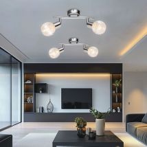 Globo Lighting - Deckenleuchte verstellbar Wohnzimmerlampe chrom Glas Spotleuchte Deckenlampe 2 flammig, 2x E14, LxH 25 x 19 cm, 2er Set